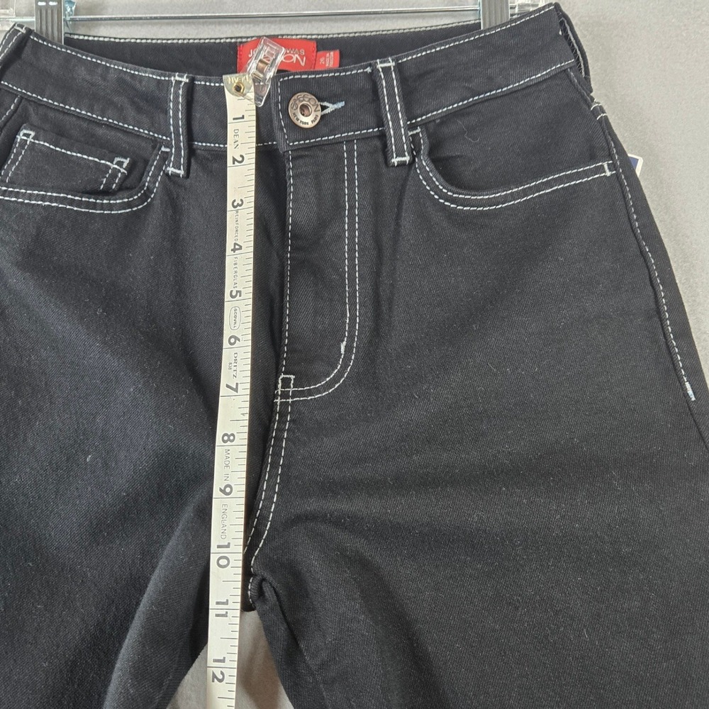 Johnny Was Sasson Straight Leg Jeans Black White Contrast Stitch High Rise 26 - Picture 7 of 13